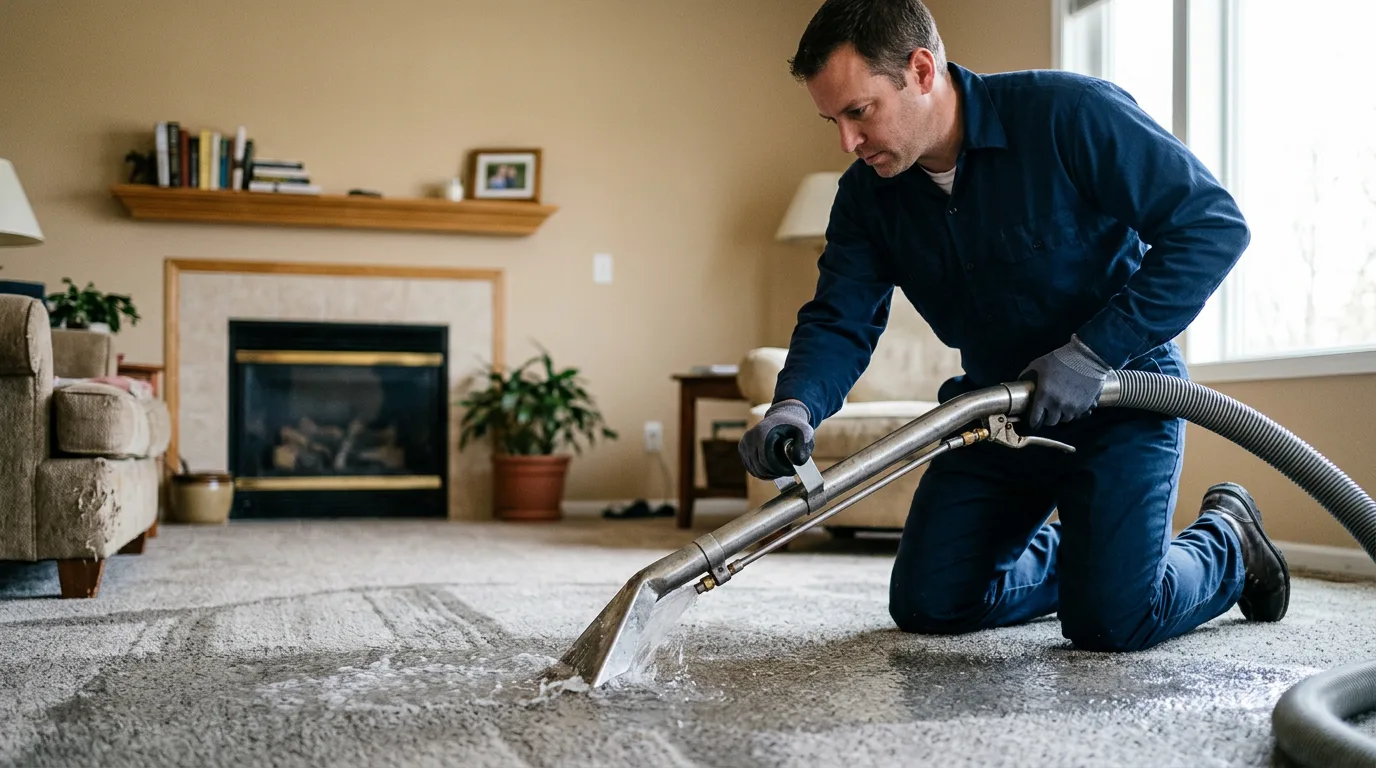 Water damage restoration technician working near Gratiot, OH